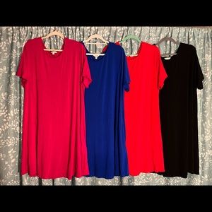 3X (24W-26W)~ TERRA & SKY ~ 4 Dresses ~ Short Sleeve ~ Soft & Stretchy Dresses